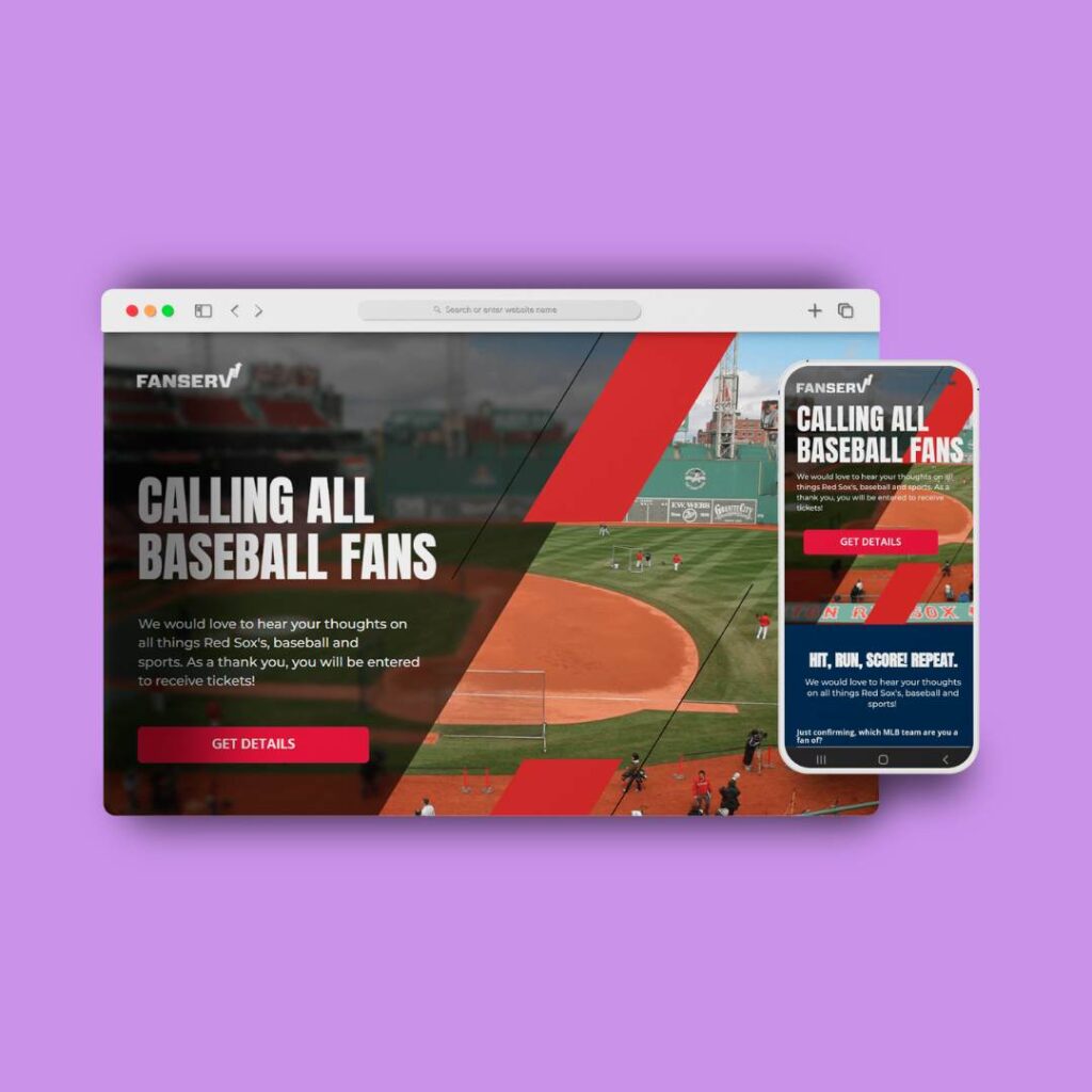 Baseball landing page: A dynamic website showcasing the excitement of baseball with game highlights, player profiles, and ticket information.