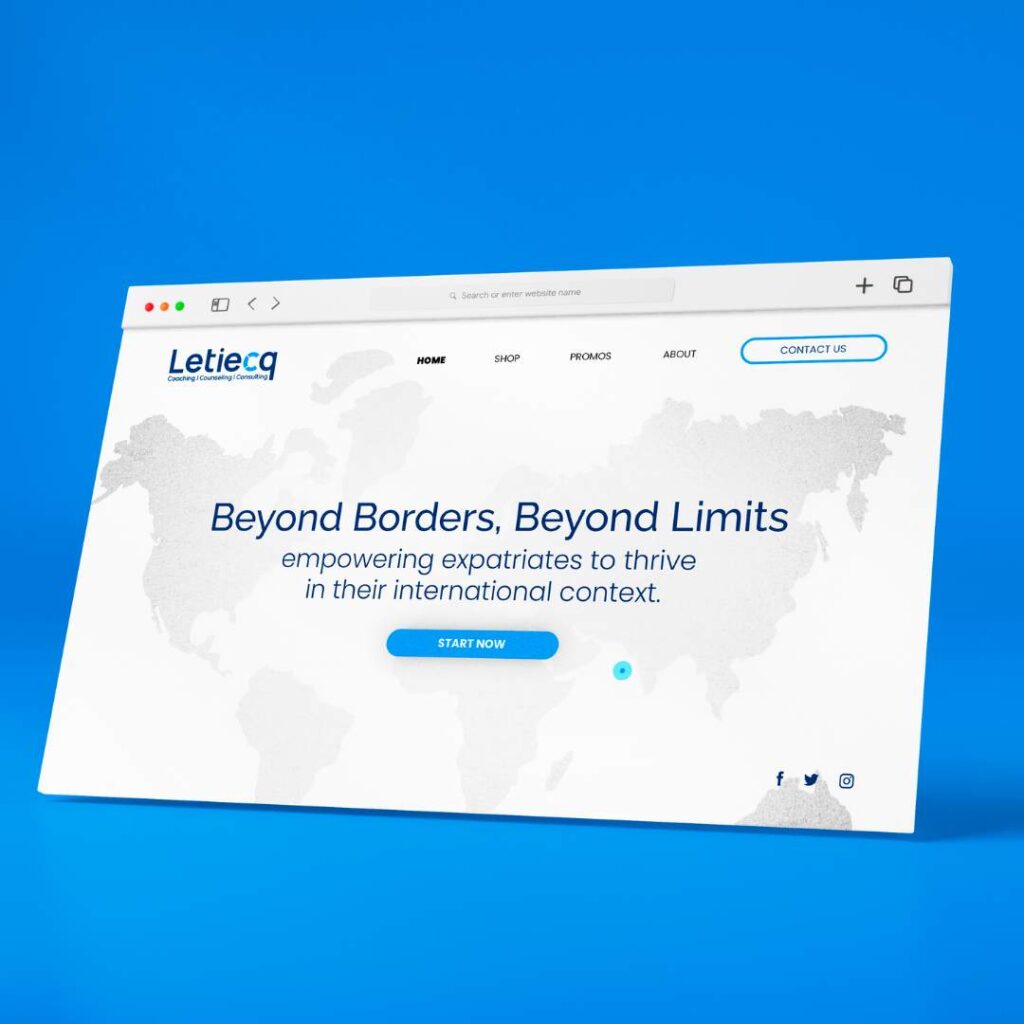 Global company Beyond Borders' web design. Letiecq Coaching Counseling and Consulting hero banner.