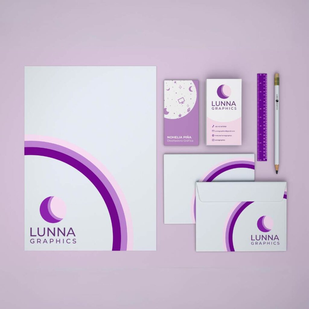 A collection of branding stationary items including business cards, letterheads, and envelopes with a cohesive design theme.